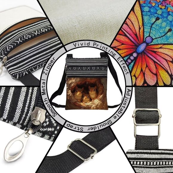 Crossbody Bag Ethnic Pattern Small Phone Wallet Adjustable Strap - Picture 6 of 7